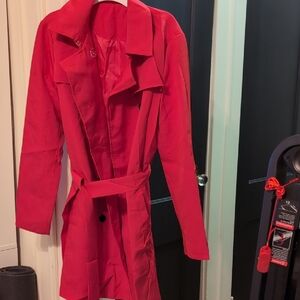 Source Unknown Vibrant Red Trench Coat